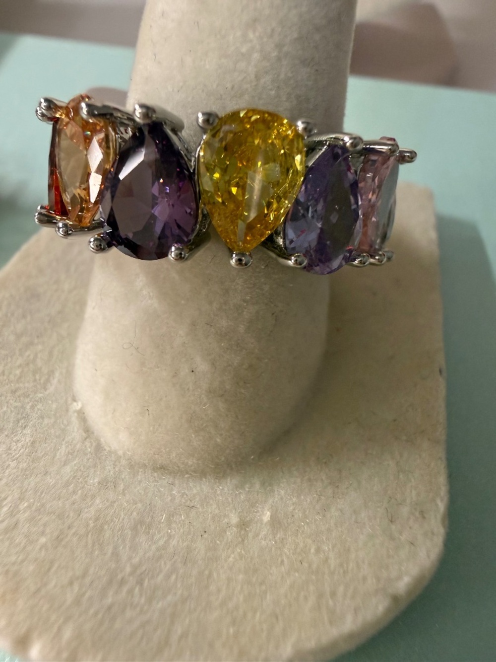 Multi Colored Pear Shaped Eternity Ring